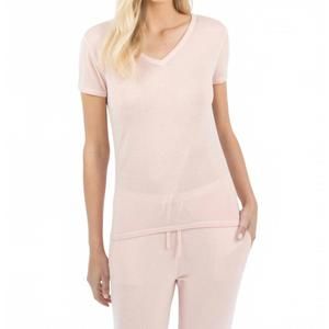 NEW LEIMERE feather vneck tee in peach whip